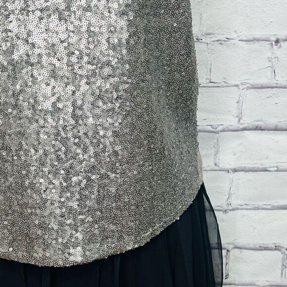Stella & Dot Womens Silver Sequin Embellished Blouse Top Size XS - Picture 6 of 9
